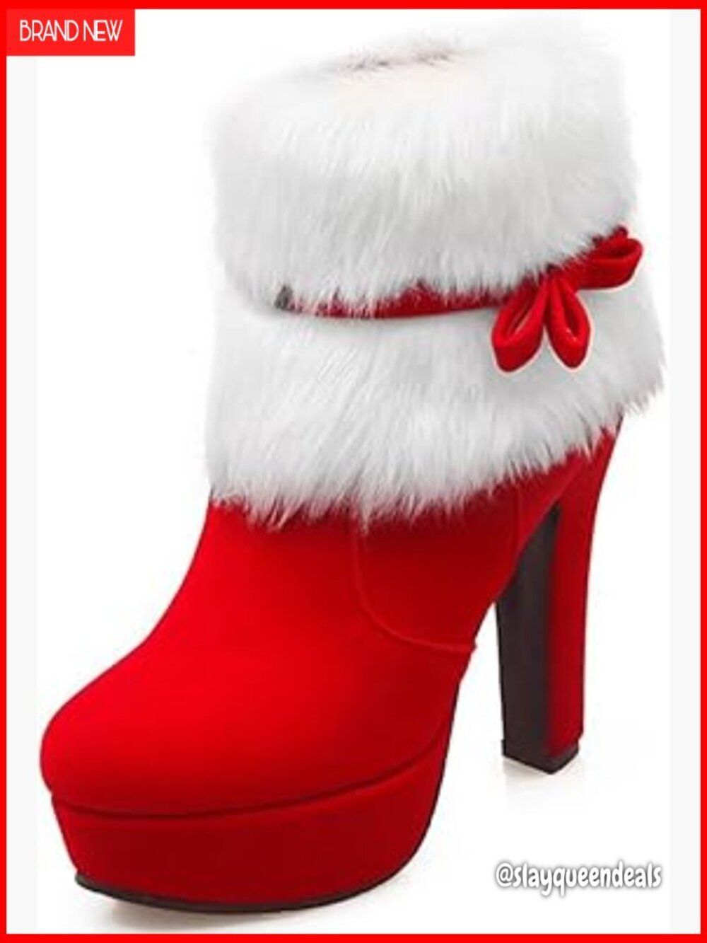 Faux Suede Ankle Boots with Faux Fur Lining Chunky Heel Winter Booties